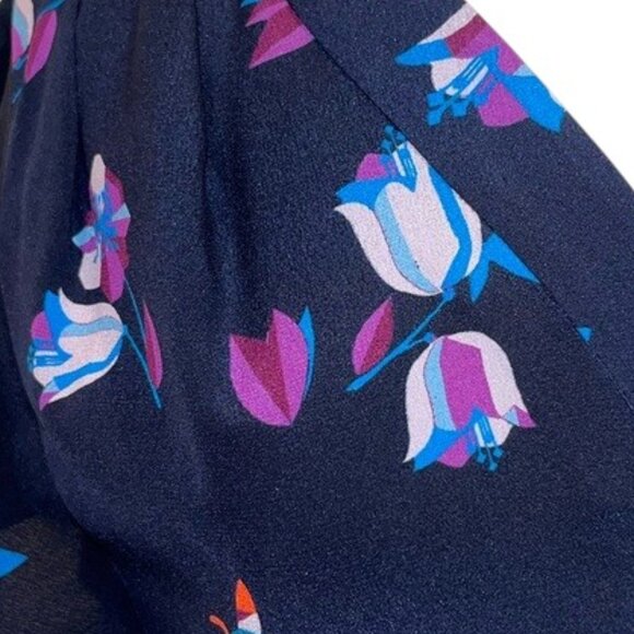 Rebecca Taylor Navy Bellflower Flutter Sleeve Silk Dress NEW - Picture 6 of 8